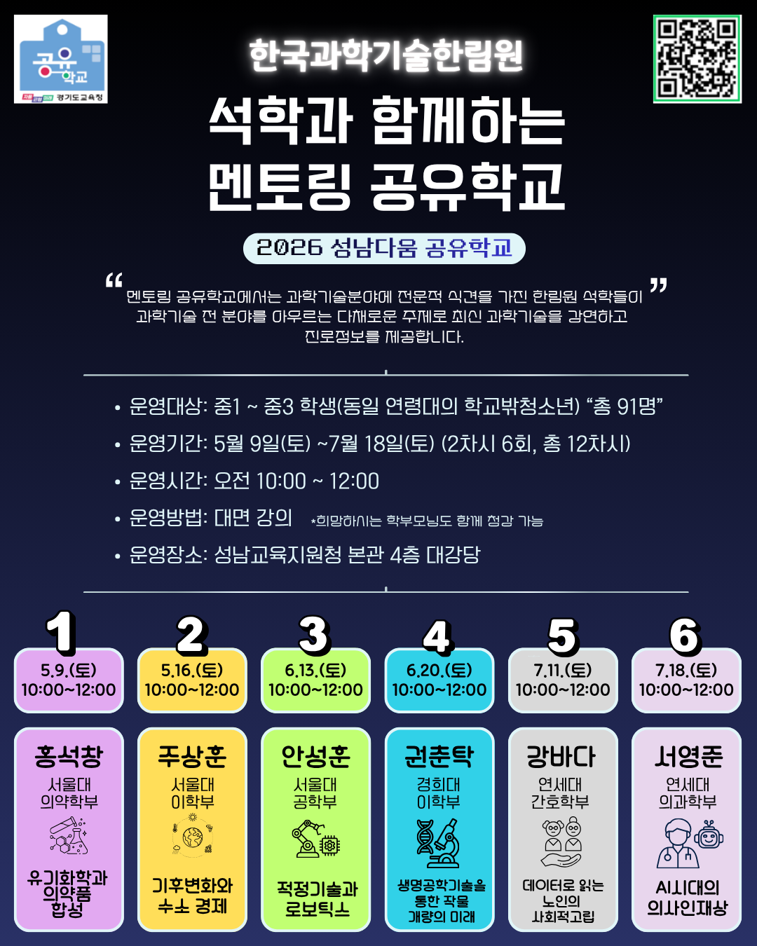 성남교육지원청,‘한국과학기술한림원 석학과 함께 만나는 미래 과학’ 2026 성남다움 멘토링 공유학교 운영3 이미지