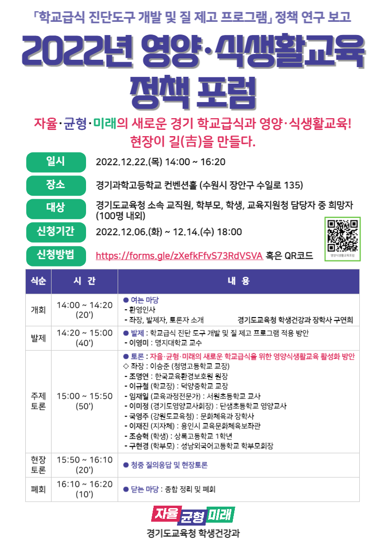 경기도교육청, 새로운 경기 학교급식과 영양ㆍ식생활교육 정책의 길(吉) 만든다1 이미지