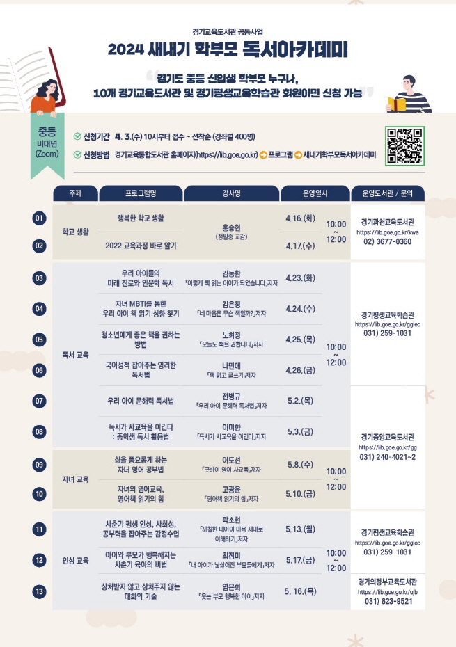 경기교육도서관,   ‘2024 새내기 학부모 독서아카데미’ 운영3 이미지