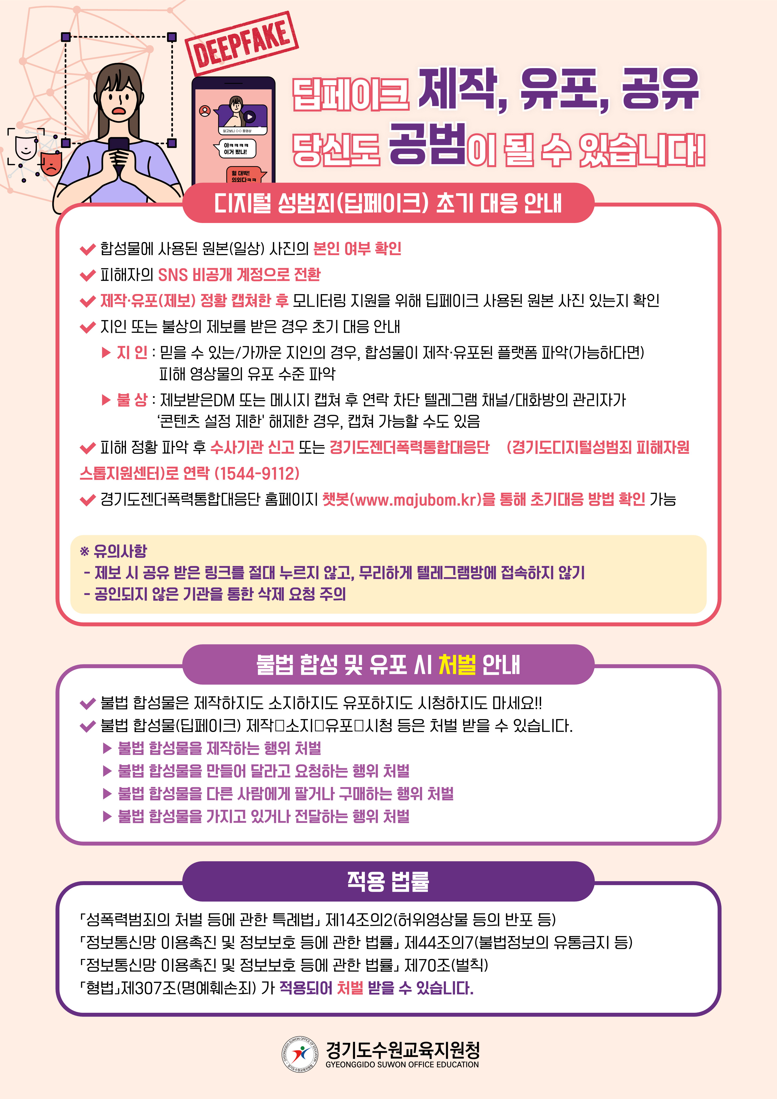 수원교육지원청, 디지털 성범죄 예방 카드 뉴스 및 교육자료 제작 및 보급1 이미지